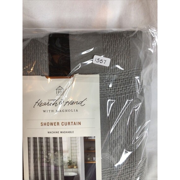 Square Pattern Shower Curtain Washed Gray - Hearth & Hand with Magnolia NEW!! - Picture 7 of 7